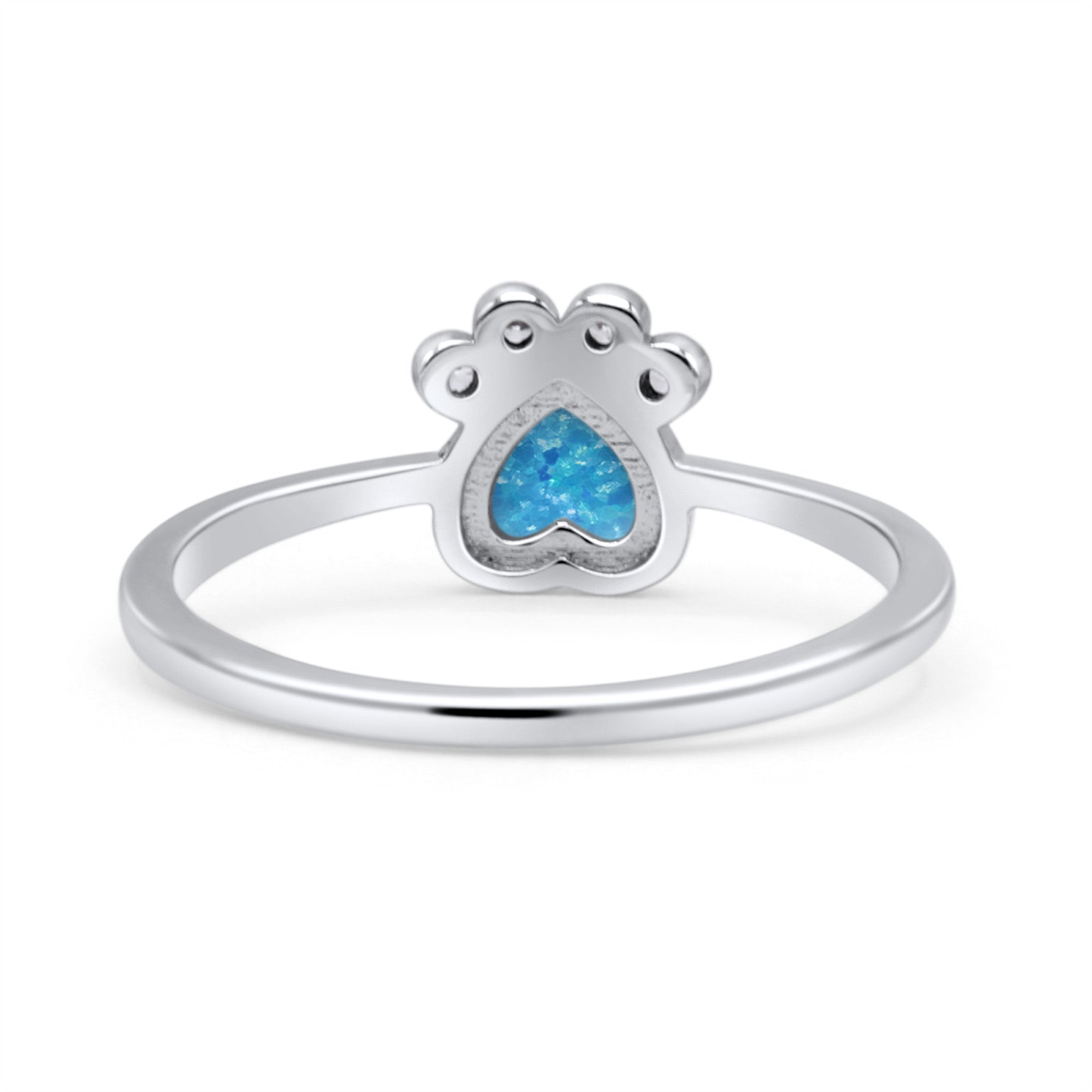 Heart Fashion Petite Dainty Thumb Statement Ring Lab Created Opal Simulated CZ 925 Sterling Silver