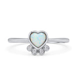 Heart Fashion Petite Dainty Thumb Statement Ring Lab Created Opal Simulated CZ 925 Sterling Silver