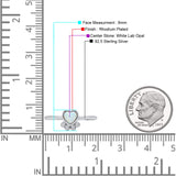 Heart Fashion Petite Dainty Thumb Statement Ring Lab Created Opal Simulated CZ 925 Sterling Silver