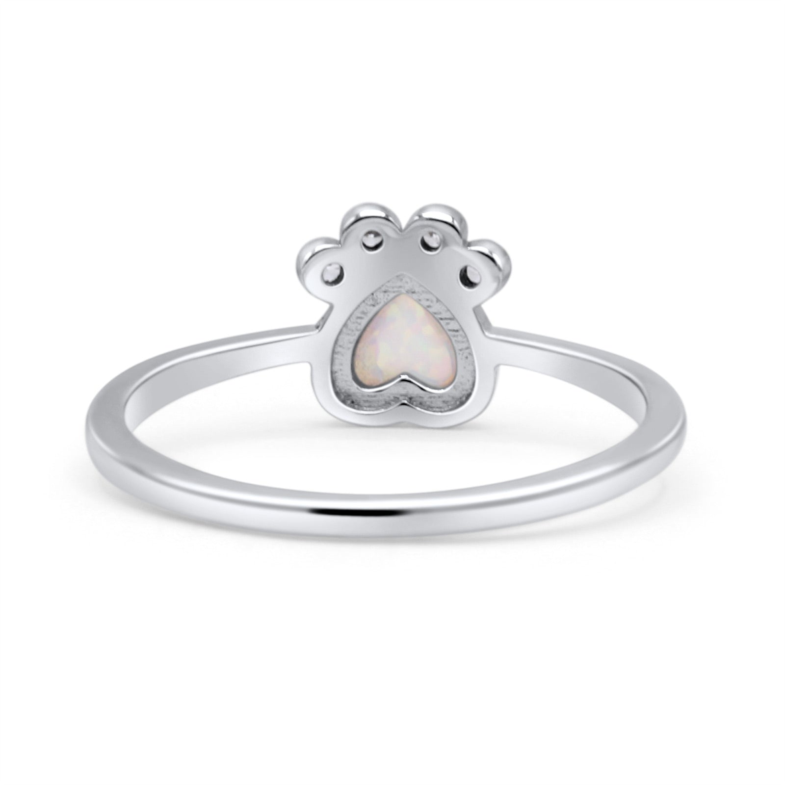 Heart Fashion Petite Dainty Thumb Statement Ring Lab Created Opal Simulated CZ 925 Sterling Silver