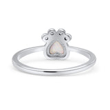 Heart Fashion Petite Dainty Thumb Statement Ring Lab Created Opal Simulated CZ 925 Sterling Silver