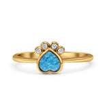 Heart Fashion Petite Dainty Thumb Statement Ring Lab Created Opal Simulated CZ 925 Sterling Silver