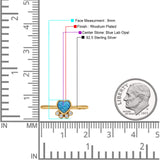 Heart Fashion Petite Dainty Thumb Statement Ring Lab Created Opal Simulated CZ 925 Sterling Silver