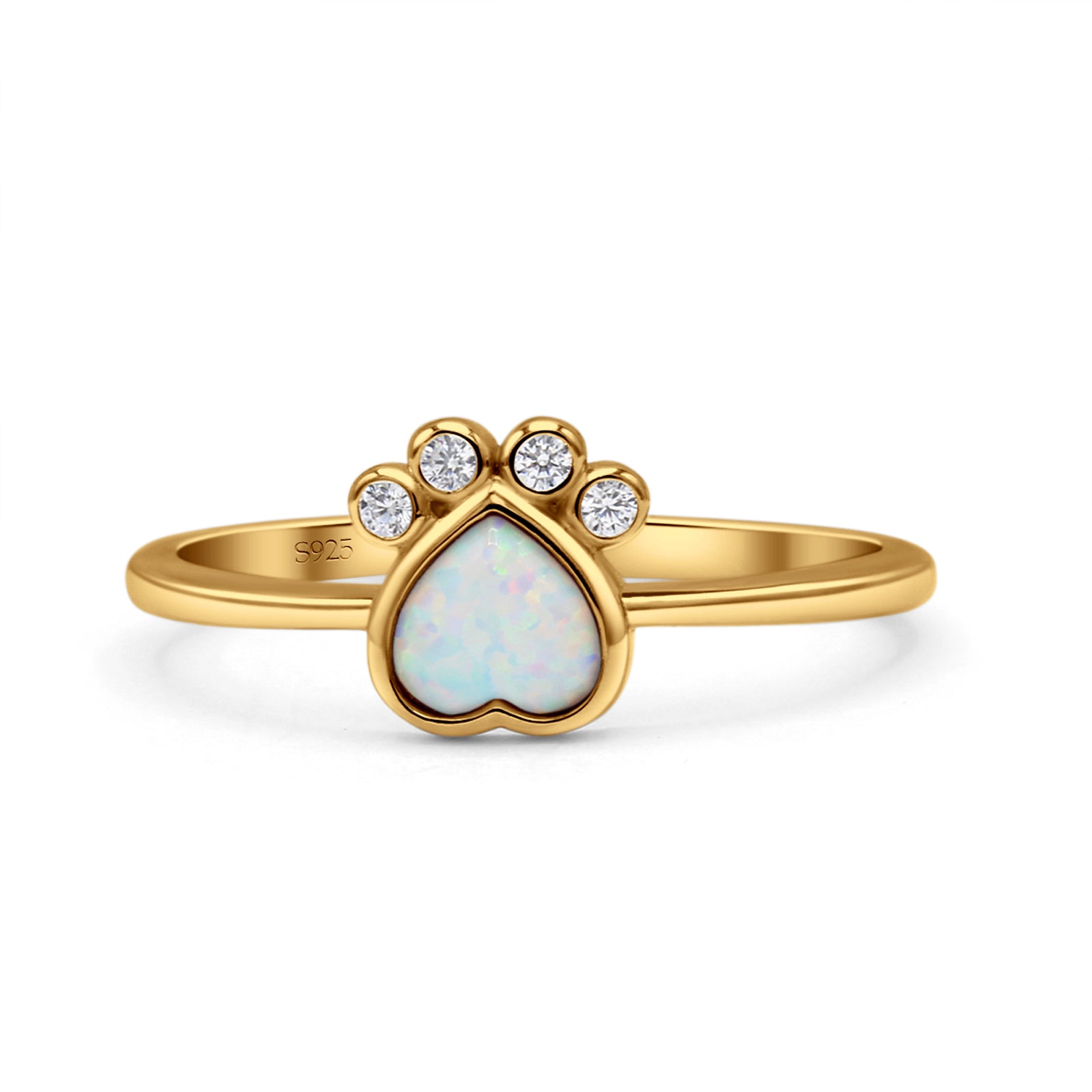Heart Fashion Petite Dainty Thumb Statement Ring Lab Created Opal Simulated CZ 925 Sterling Silver