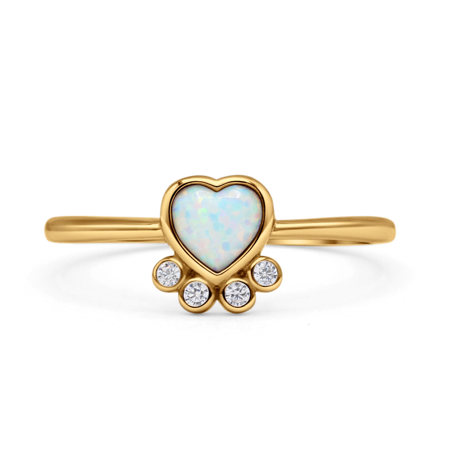 Heart Fashion Petite Dainty Thumb Statement Ring Lab Created Opal Simulated CZ 925 Sterling Silver