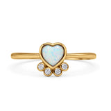 Heart Fashion Petite Dainty Thumb Statement Ring Lab Created Opal Simulated CZ 925 Sterling Silver
