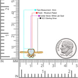 Heart Fashion Petite Dainty Thumb Statement Ring Lab Created Opal Simulated CZ 925 Sterling Silver