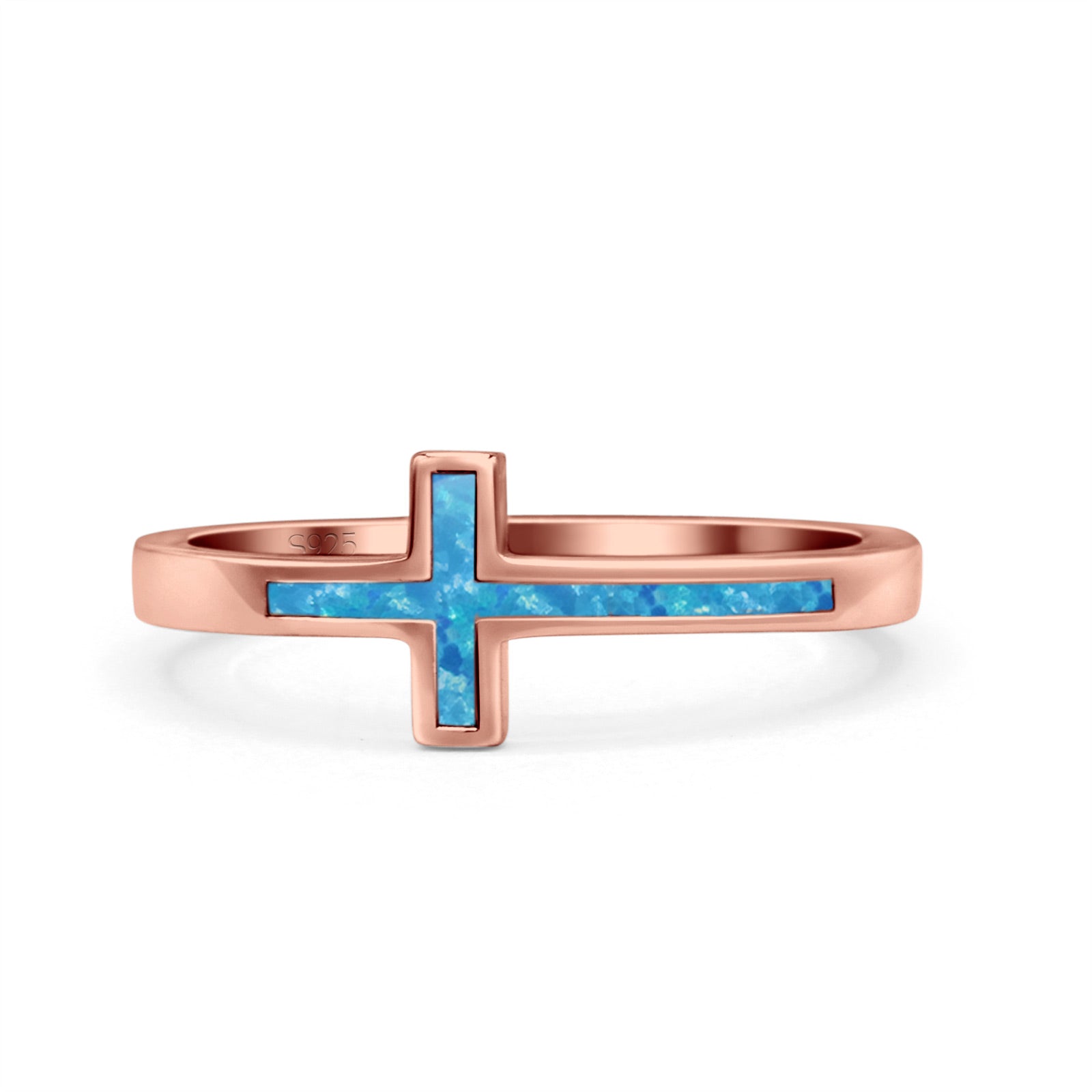 Sideways Cross Ring Fashion Lab Created Opal 925 Sterling Silver