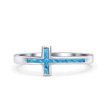 Sideways Cross Ring Fashion Lab Created Opal 925 Sterling Silver