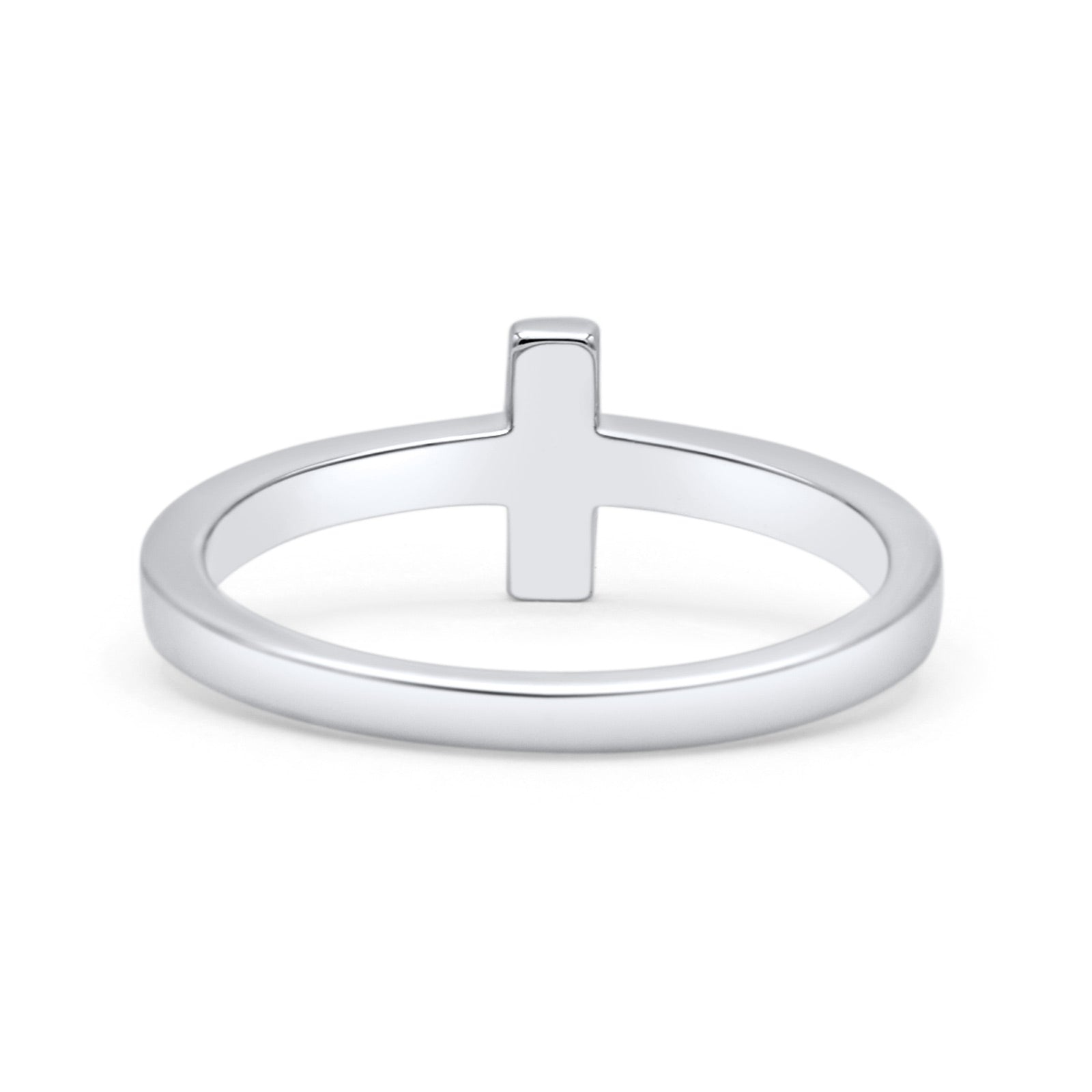 Sideways Cross Ring Fashion Lab Created Opal 925 Sterling Silver
