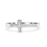 Sideways Cross Ring Fashion Lab Created Opal 925 Sterling Silver