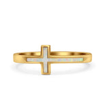 Sideways Cross Ring Fashion Lab Created Opal 925 Sterling Silver
