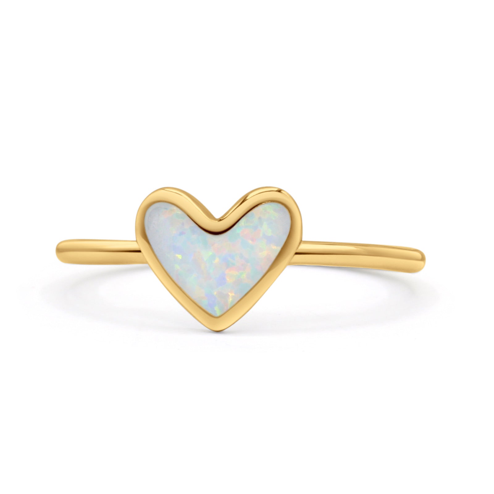 Solitaire Heart Promise Ring Band Valentines Statement Fashion Ring Lab Created Opal 925 Sterling Silver