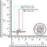 Small Petite Dainty Palm Tree Band Thumb Ring Statement Fashion Ring Lab Created Opal 925 Sterling Silver