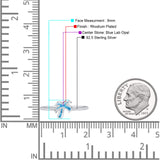 Small Petite Dainty Palm Tree Band Thumb Ring Statement Fashion Ring Lab Created Opal 925 Sterling Silver