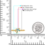 Small Petite Dainty Palm Tree Band Thumb Ring Statement Fashion Ring Lab Created Opal 925 Sterling Silver