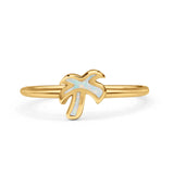 Small Petite Dainty Palm Tree Band Thumb Ring Statement Fashion Ring Lab Created Opal 925 Sterling Silver