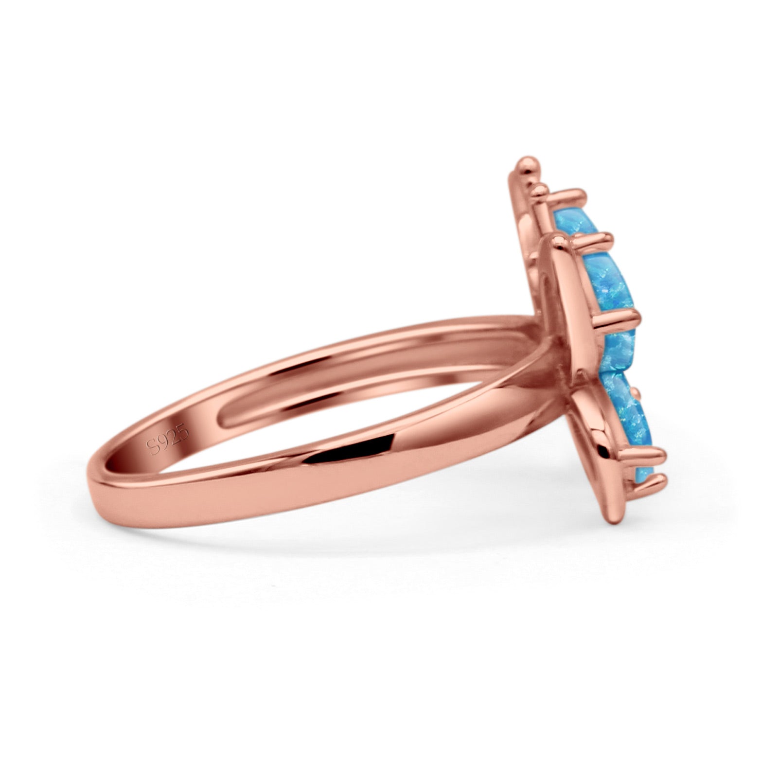 Butterfly Ring Band Thumb Ring Statement Fashion Ring Lab Created Opal Round CZ 925 Sterling Silver