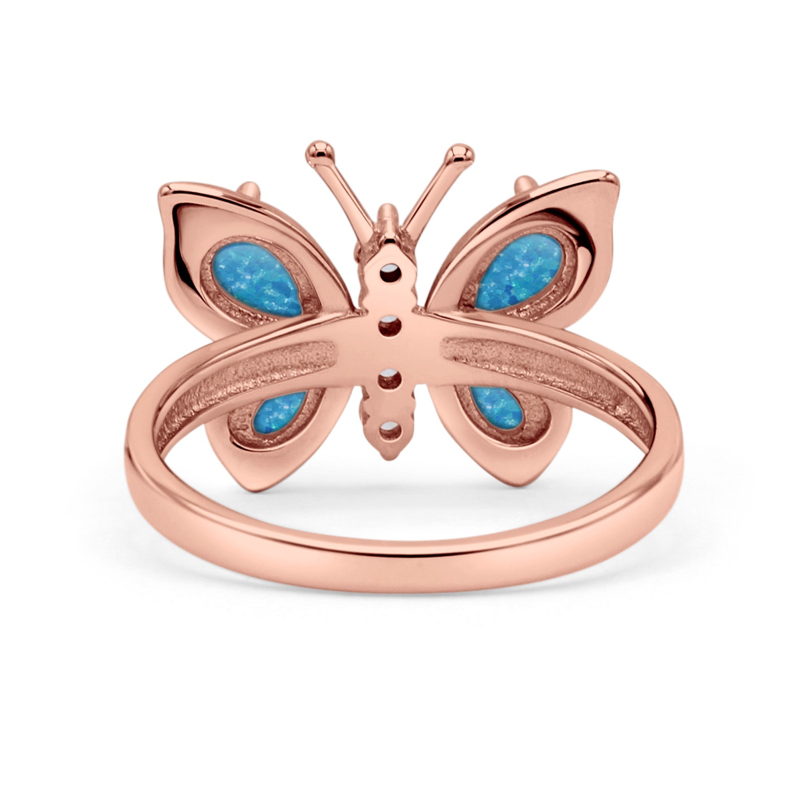 Butterfly Ring Band Thumb Ring Statement Fashion Ring Lab Created Opal Round CZ 925 Sterling Silver