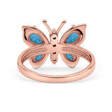 Butterfly Ring Band Thumb Ring Statement Fashion Ring Lab Created Opal Round CZ 925 Sterling Silver