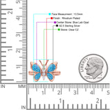Butterfly Ring Band Thumb Ring Statement Fashion Ring Lab Created Opal Round CZ 925 Sterling Silver