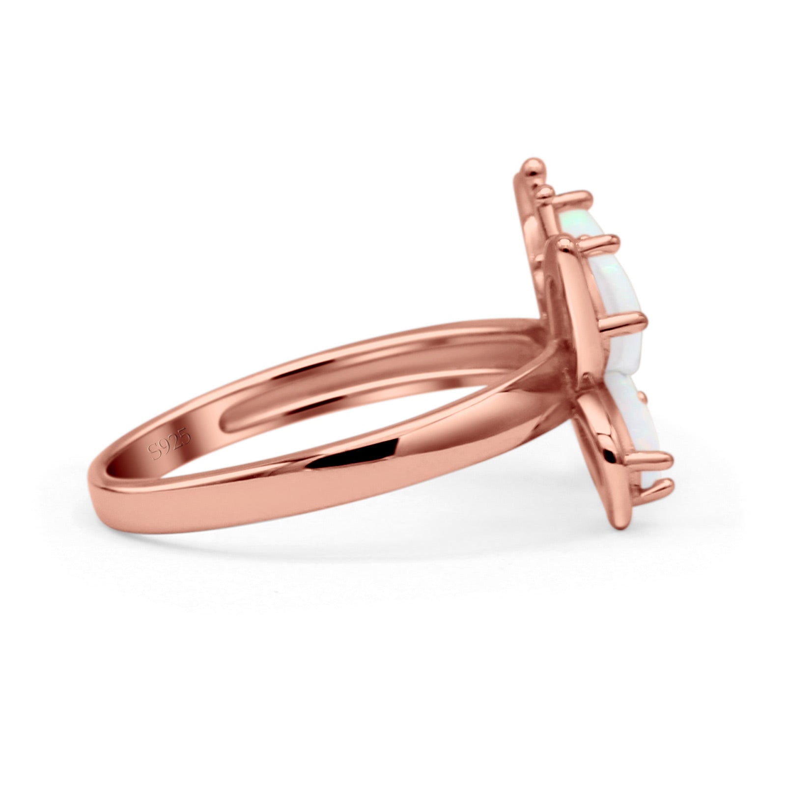 Butterfly Ring Band Thumb Ring Statement Fashion Ring Lab Created Opal Round CZ 925 Sterling Silver