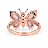 Butterfly Ring Band Thumb Ring Statement Fashion Ring Lab Created Opal Round CZ 925 Sterling Silver
