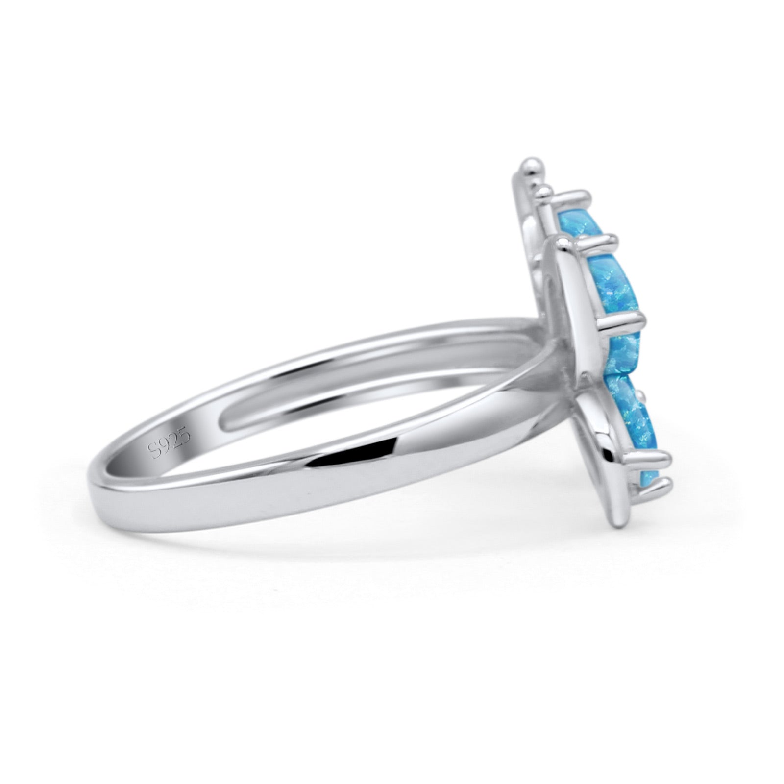 Butterfly Ring Band Thumb Ring Statement Fashion Ring Lab Created Opal Round CZ 925 Sterling Silver