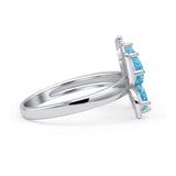 Butterfly Ring Band Thumb Ring Statement Fashion Ring Lab Created Opal Round CZ 925 Sterling Silver