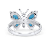 Butterfly Ring Band Thumb Ring Statement Fashion Ring Lab Created Opal Round CZ 925 Sterling Silver