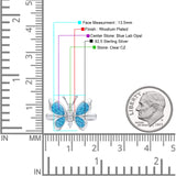 Butterfly Ring Band Thumb Ring Statement Fashion Ring Lab Created Opal Round CZ 925 Sterling Silver