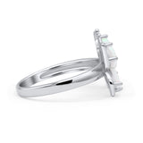 Butterfly Ring Band Thumb Ring Statement Fashion Ring Lab Created Opal Round CZ 925 Sterling Silver