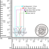 Butterfly Ring Band Thumb Ring Statement Fashion Ring Lab Created Opal Round CZ 925 Sterling Silver