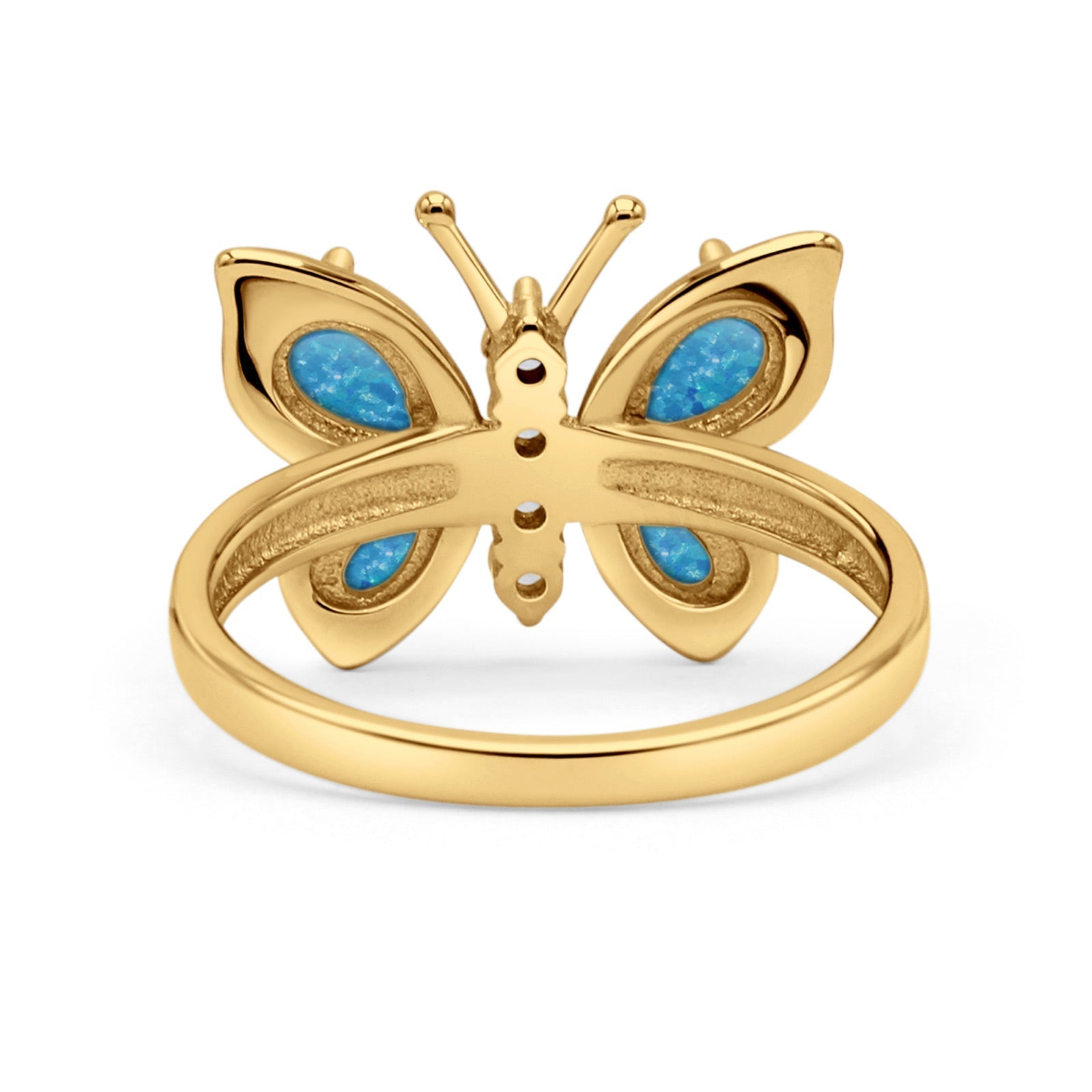 Butterfly Ring Band Thumb Ring Statement Fashion Ring Lab Created Opal Round CZ 925 Sterling Silver