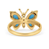 Butterfly Ring Band Thumb Ring Statement Fashion Ring Lab Created Opal Round CZ 925 Sterling Silver