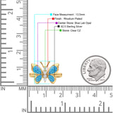 Butterfly Ring Band Thumb Ring Statement Fashion Ring Lab Created Opal Round CZ 925 Sterling Silver