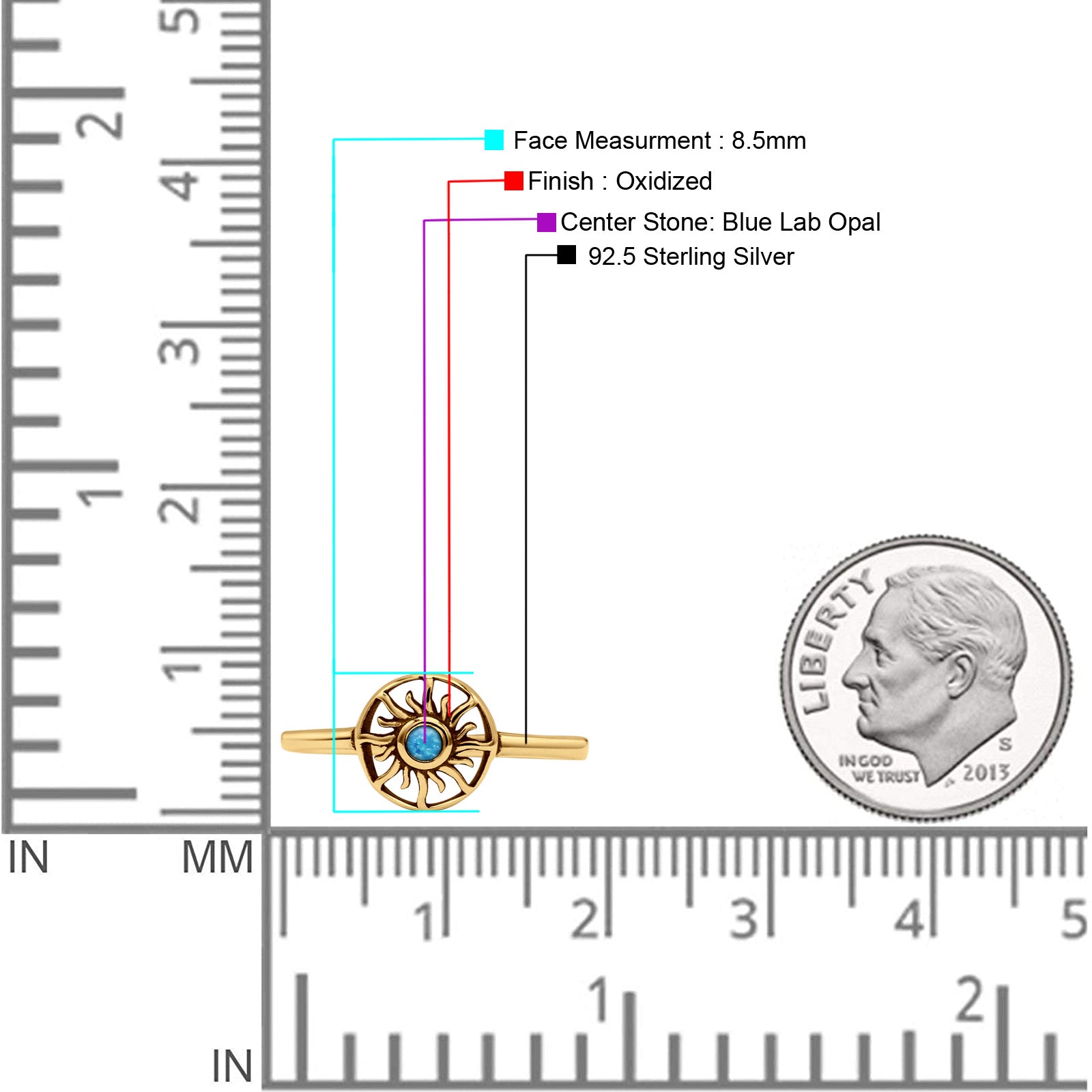 Sun Band Oxidized Thumb Ring Statement Fashion Ring Lab Created Opal 925 Sterling Silver