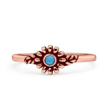 Flower Thumb Ring Oxidized Statement Fashion Ring Band Lab Created Opal 925 Sterling Silver