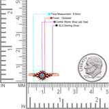 Flower Thumb Ring Oxidized Statement Fashion Ring Band Lab Created Opal 925 Sterling Silver