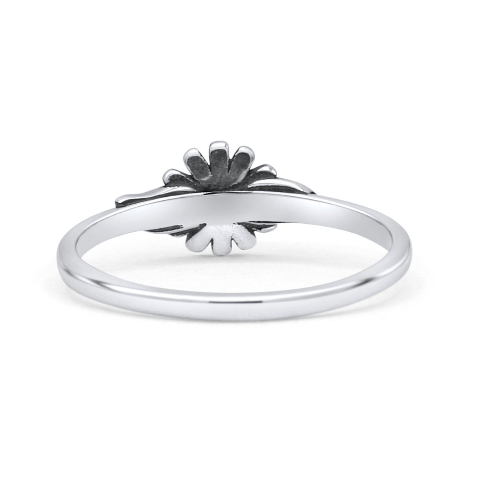 Flower Thumb Ring Oxidized Statement Fashion Ring Band Lab Created Opal 925 Sterling Silver