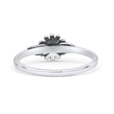 Flower Thumb Ring Oxidized Statement Fashion Ring Band Lab Created Opal 925 Sterling Silver