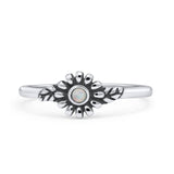Flower Thumb Ring Oxidized Statement Fashion Ring Band Lab Created Opal 925 Sterling Silver
