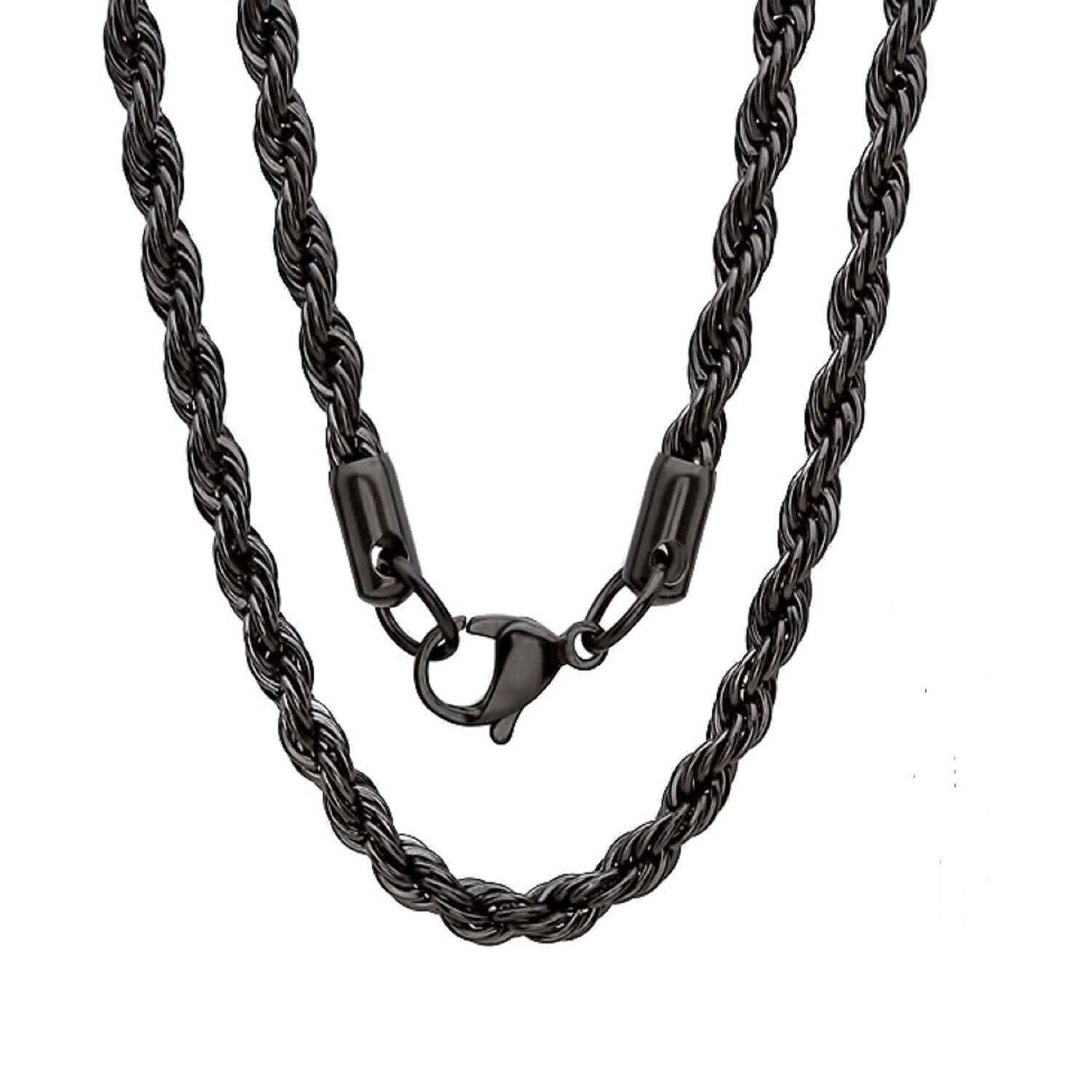 Rope Chain Black Plated 925 Sterling Silver