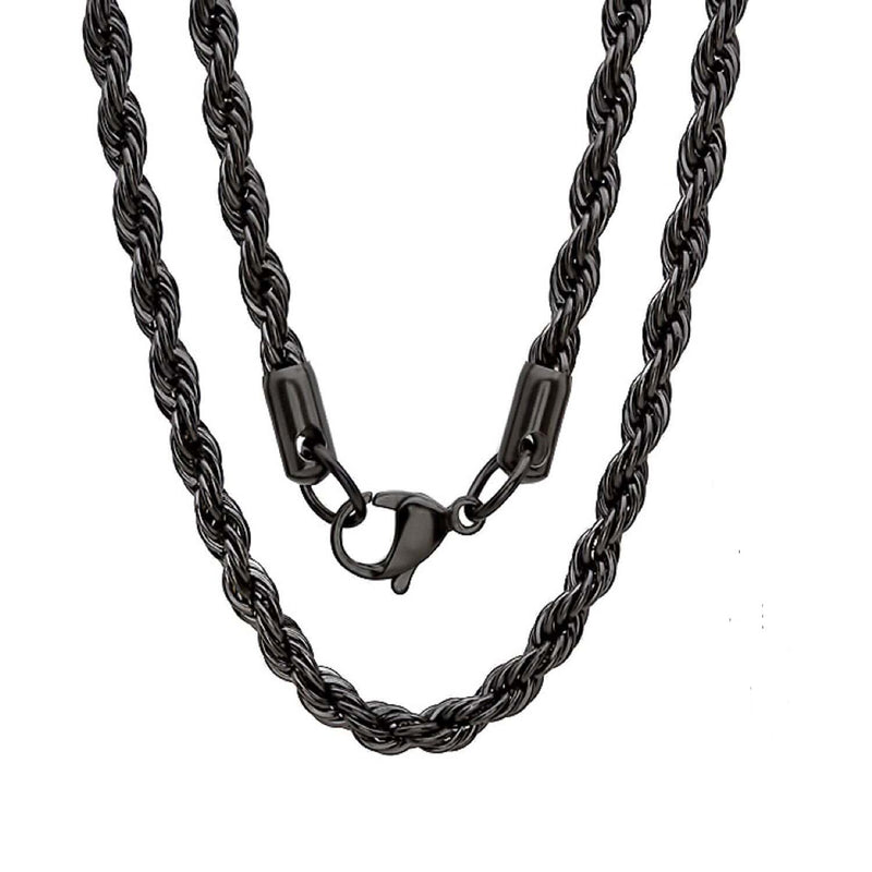 Rope Chain Black Plated 925 Sterling Silver