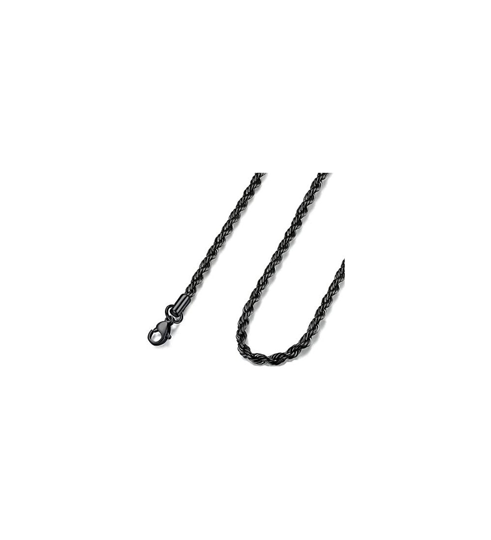 Rope Chain Black Plated 925 Sterling Silver