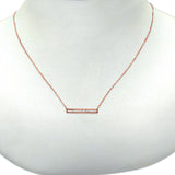 14K Gold Baguette Diamond Trendy Bar .15ct Pendant Necklace 16"+2"