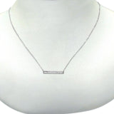 14K Gold Baguette Diamond Trendy Bar .15ct Pendant Necklace 16"+2"