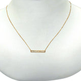 14K Gold Baguette Diamond Trendy Bar .15ct Pendant Necklace 16"+2"
