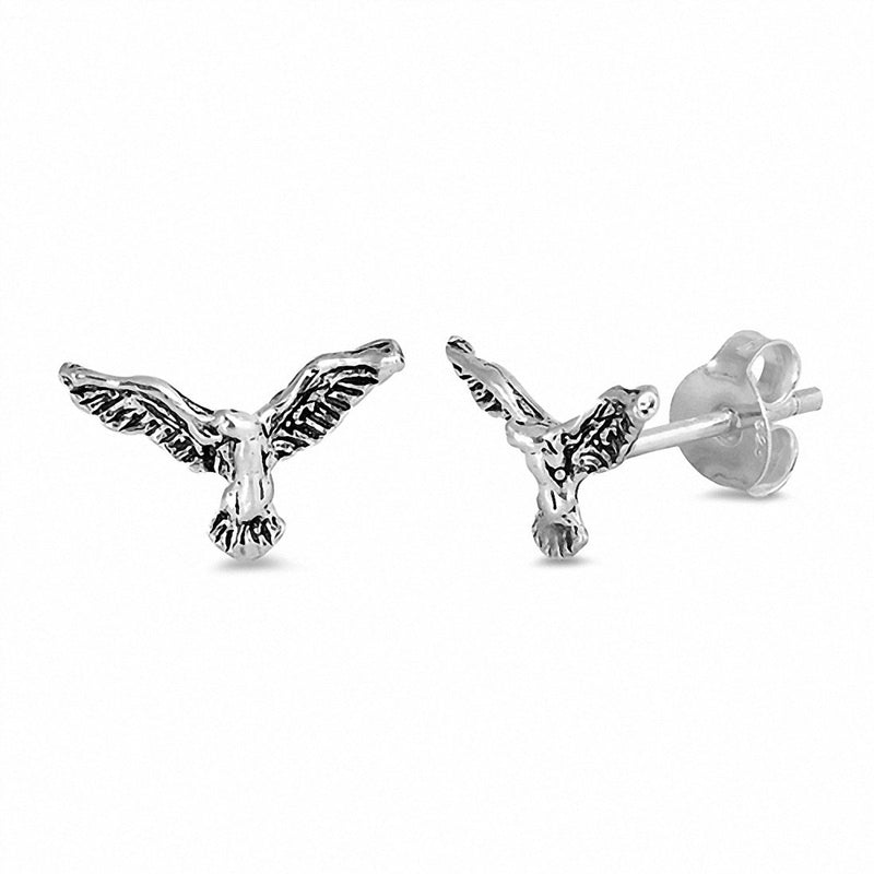 Tiny Eagle Stud Earrings 925 Sterling Silver Choose Color