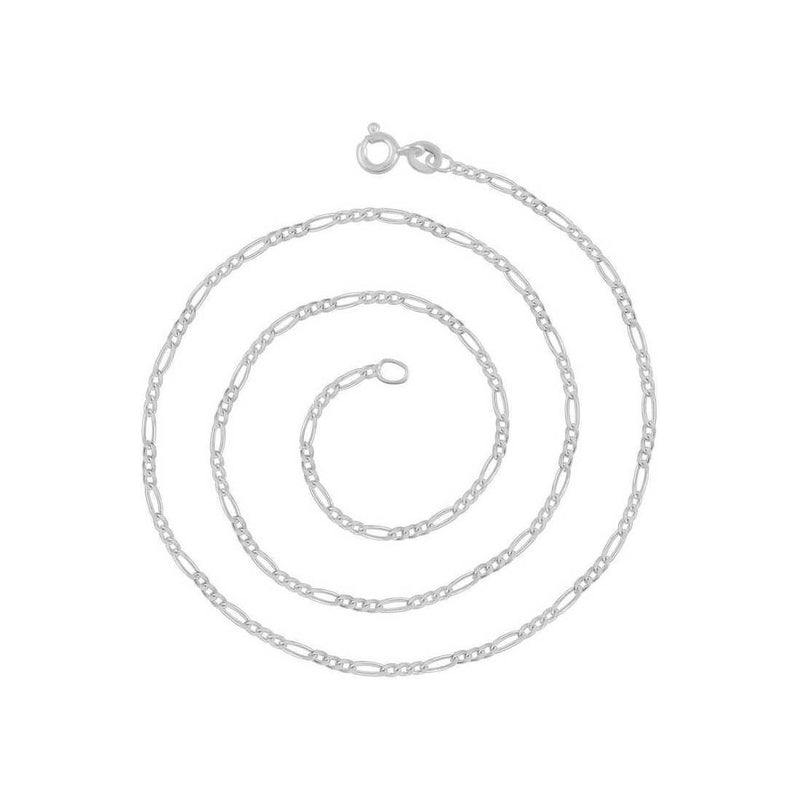 4MM 100 Figaro Link Chain .925 Solid Sterling Silver Sizes "7-36"
